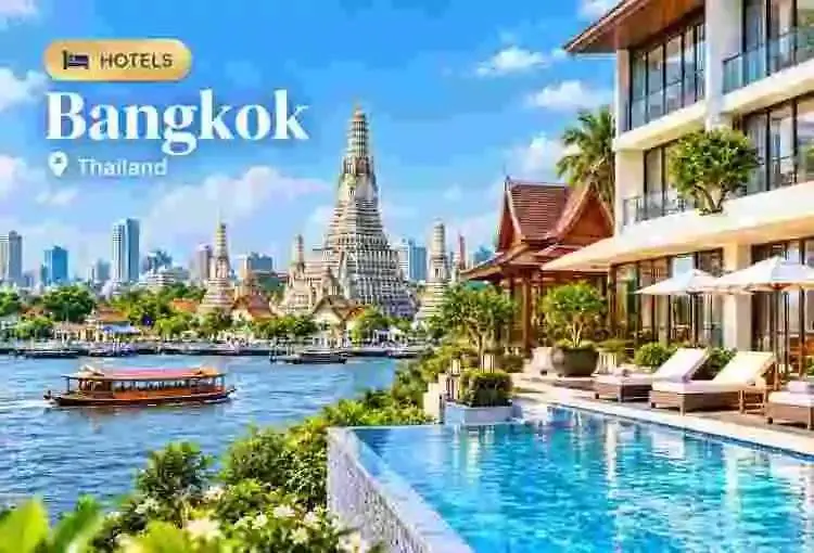 Bangkok riverside hotel with pool and city views